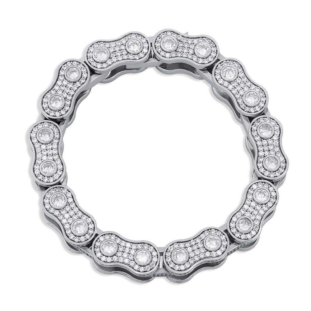 Bling CZ Bike Chain Bracelet – 15mm in Silver colour