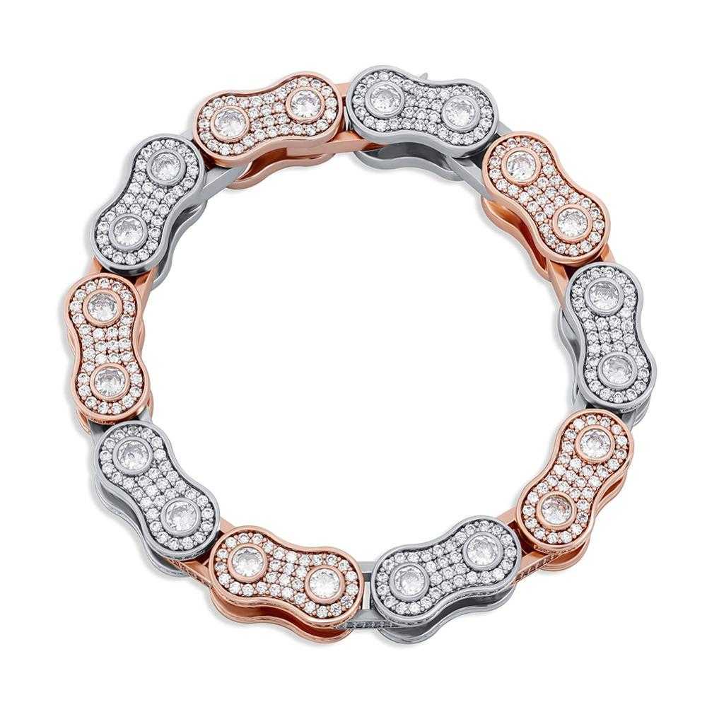 Bling CZ Bike Chain Bracelet – 15mm in Rose Gold & Silver colour