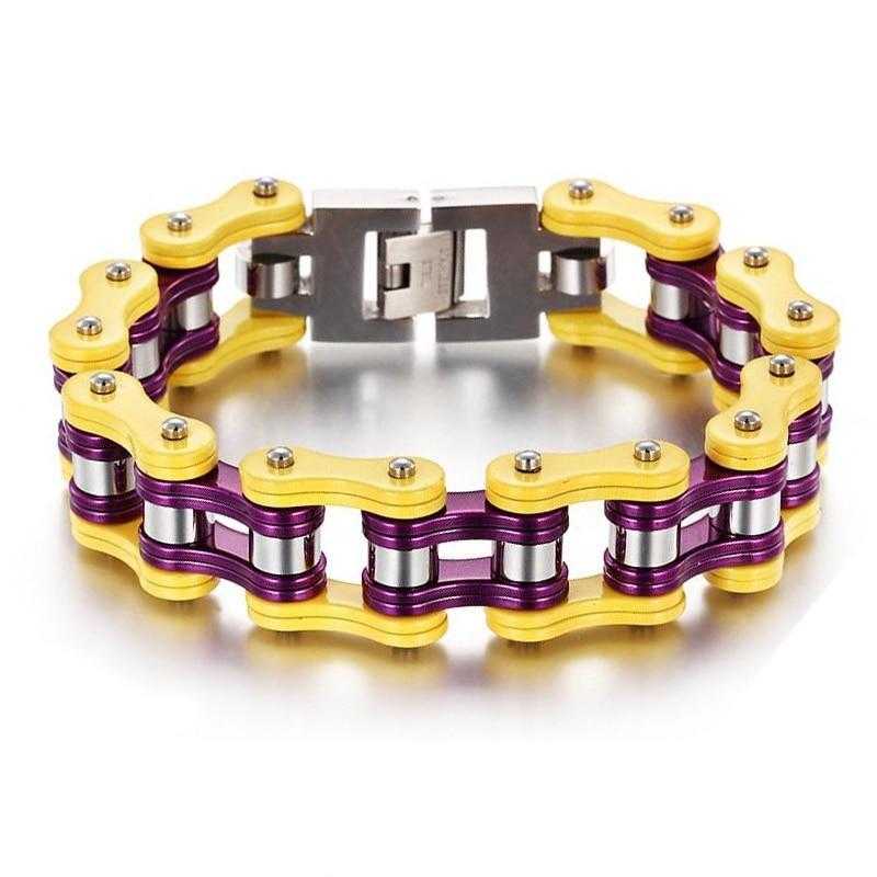 Cycolinks Yellow Purple Bike Chain Bracelet - Cycolinks