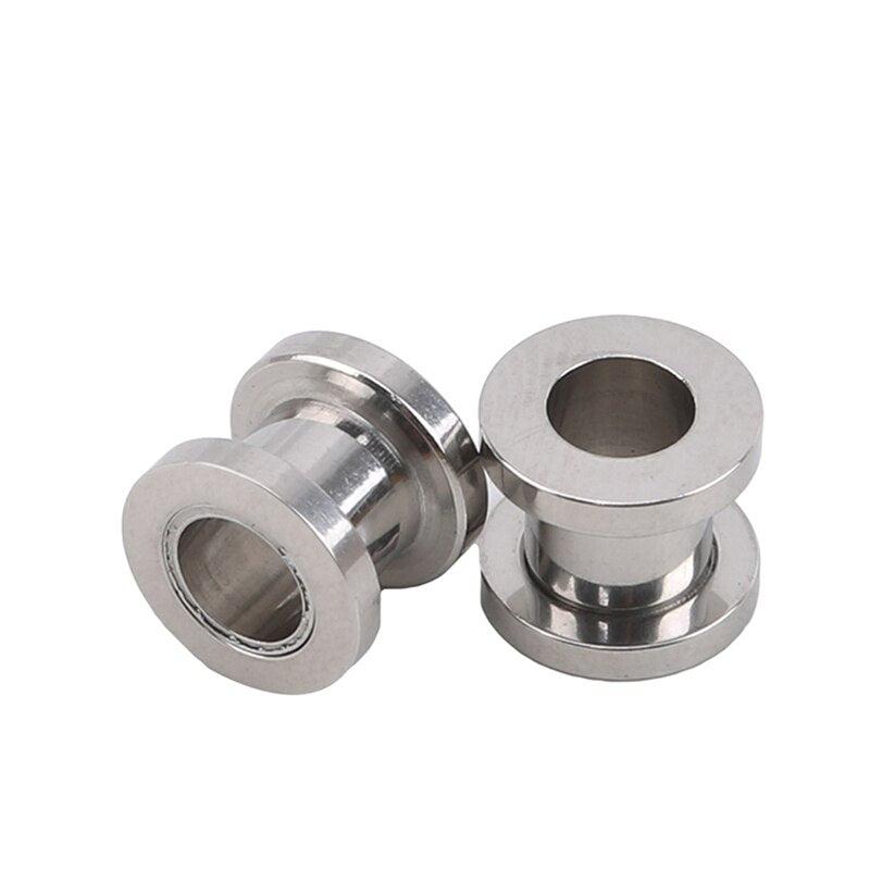 Chainring Bolt Tunnel Earrings in Silver colour