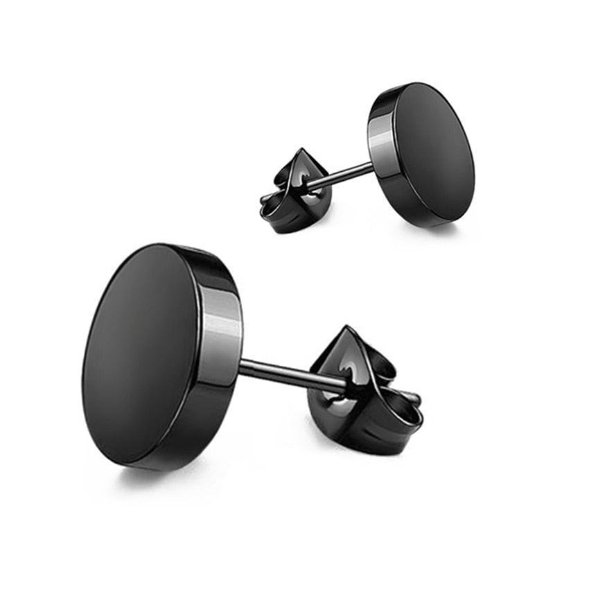 Classic Stainless Steel Stud Earrings in Black colour