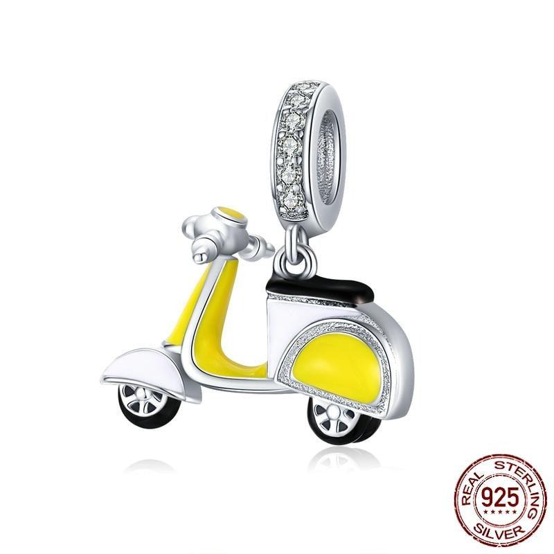 925 Sterling Silver Yellow Mod Scooter Charm