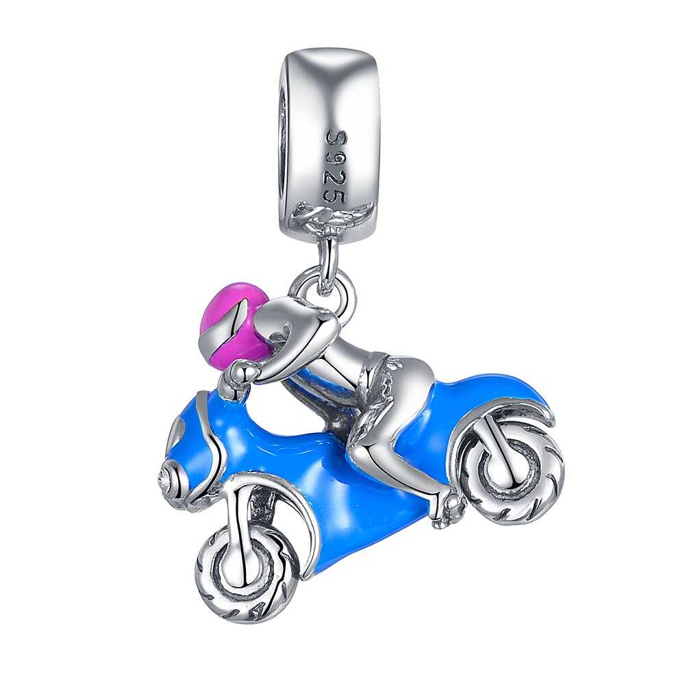 Cycolinks 925 Sterling Silver Biker Girl Motorcycle Charm - Cycolinks