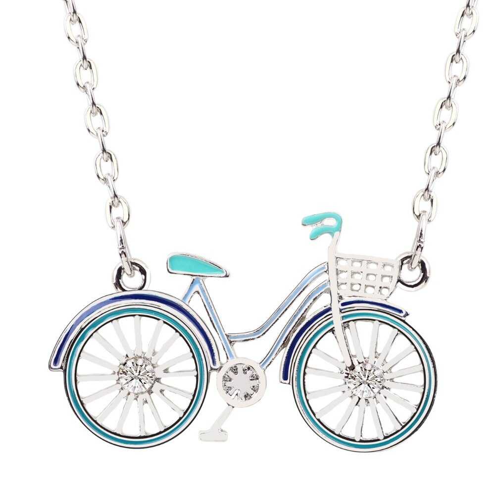 Colourful Bicycle Necklace in Blue colour