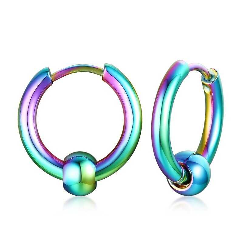 Bead Detail Hoop Earrings in Rainbow colour