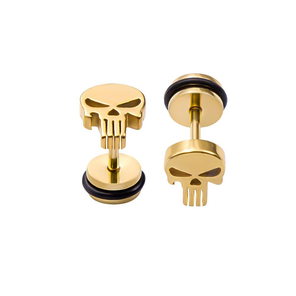 Skull Stud Earrings in Gold colour