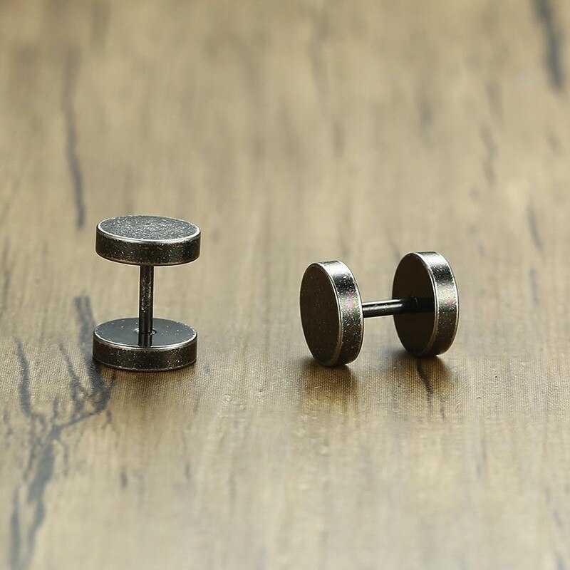 Circle Stainless Steel Stud Earrings in Vintage colour