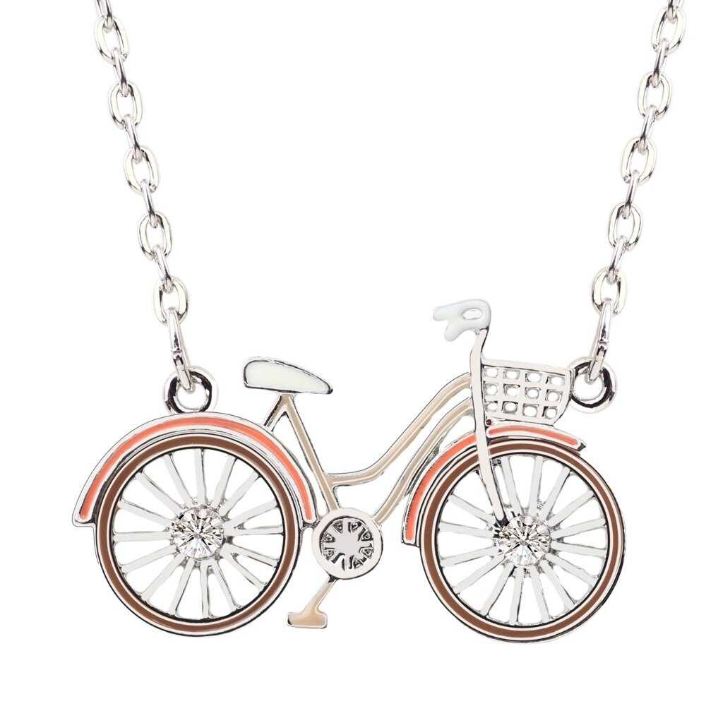 Colourful Bicycle Necklace in Brown colour