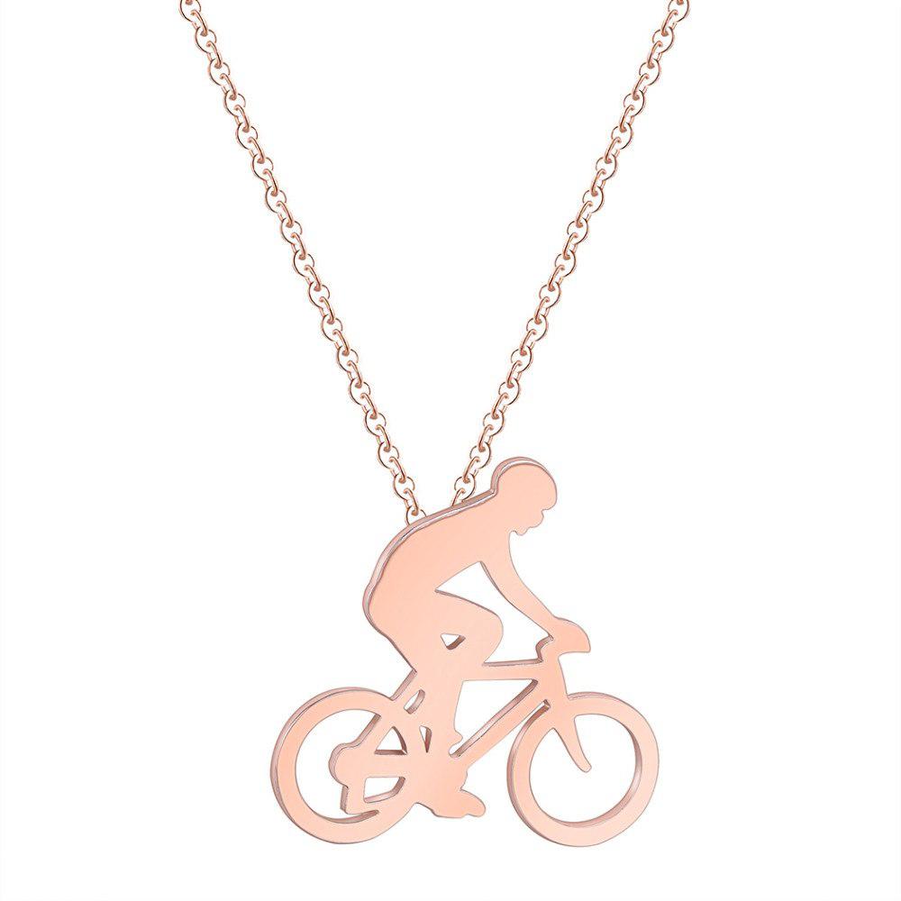 Cycling Rider Necklace in Rose Gold colour