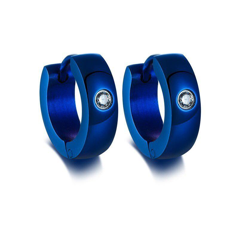 CZ Accent Hoop Earrings in Blue colour