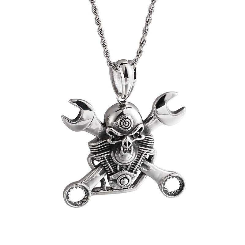 Engine Skull & Spanners Necklace
