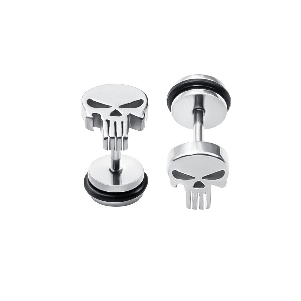 Skull Stud Earrings in Silver colour