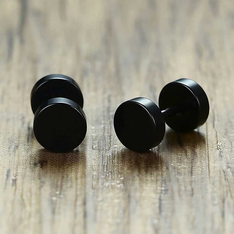 Circle Stainless Steel Stud Earrings in Black colour