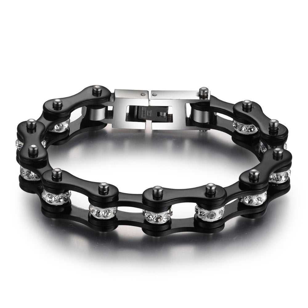 Cycolinks Black Crystal Bike Chain Bracelet - Cycolinks