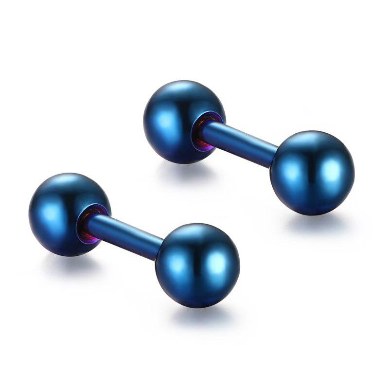Dumbbell Stud Earrings in Blue colour