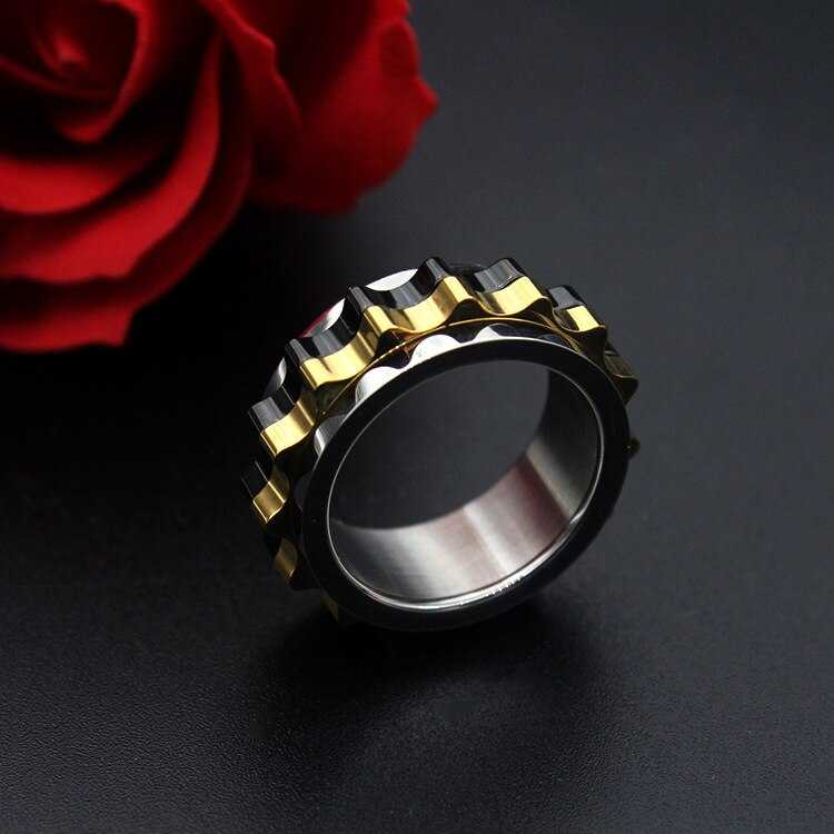 Cycolinks Titanium Steel Rotating Gear Ring Biker Gifts for Him