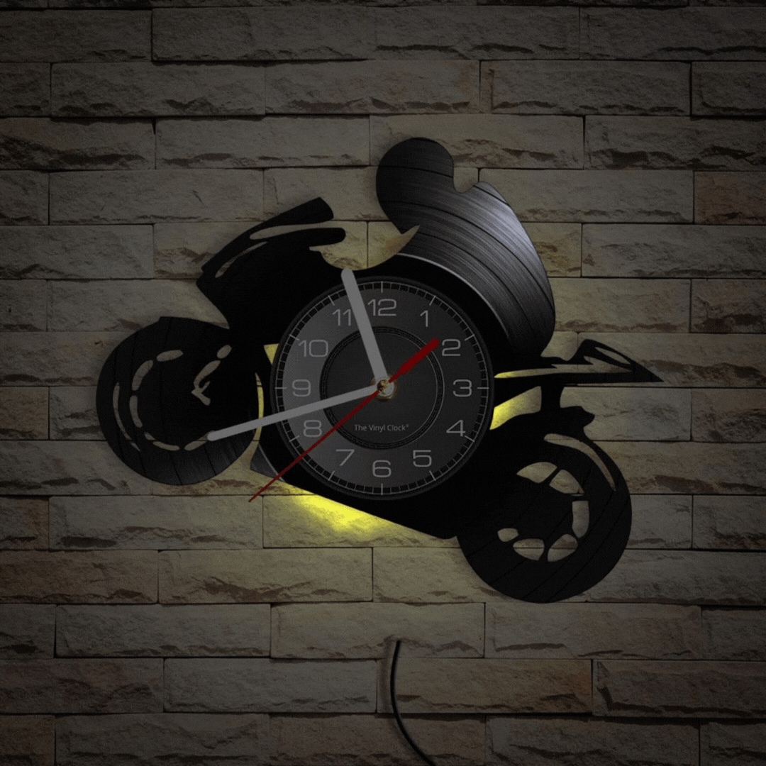 Motorbike Wheelie Vinyl Clock