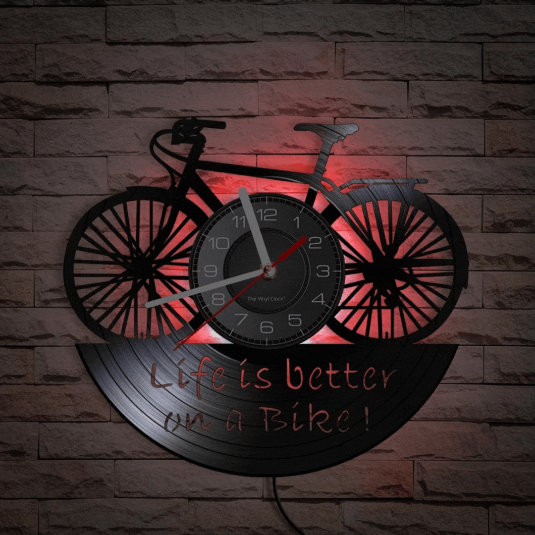 Life Is Better on a Bike Vinyl Clock