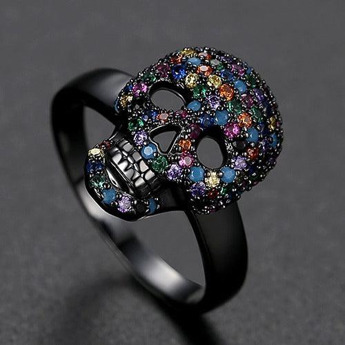 Crystal Skull Ring in Rainbow colour