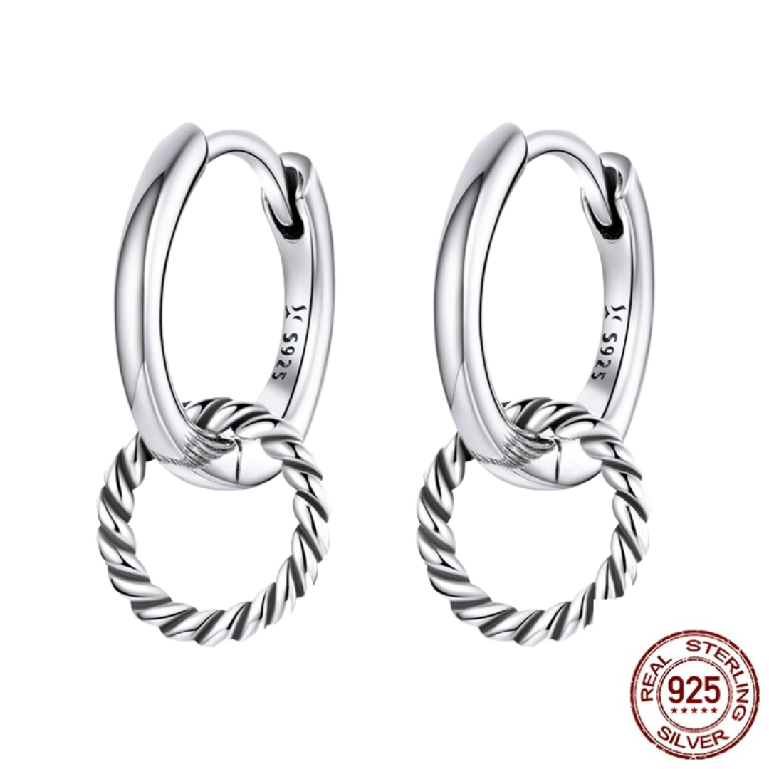 925 Sterling Silver Double Hoop Earrings