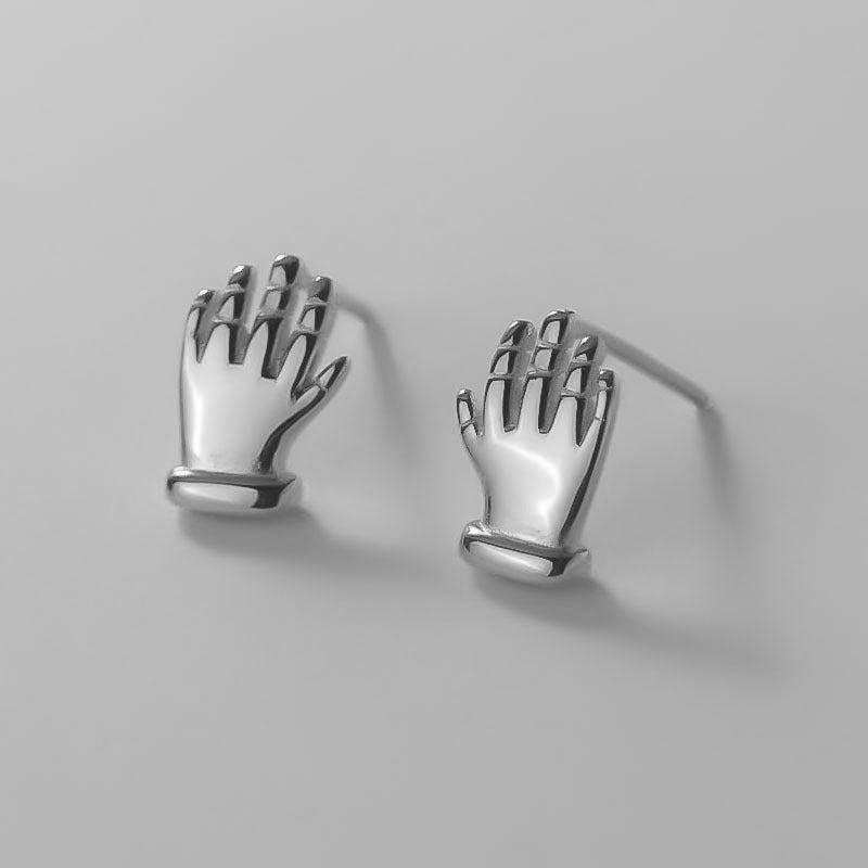 925 Sterling Silver Biker Glove Stud Earrings