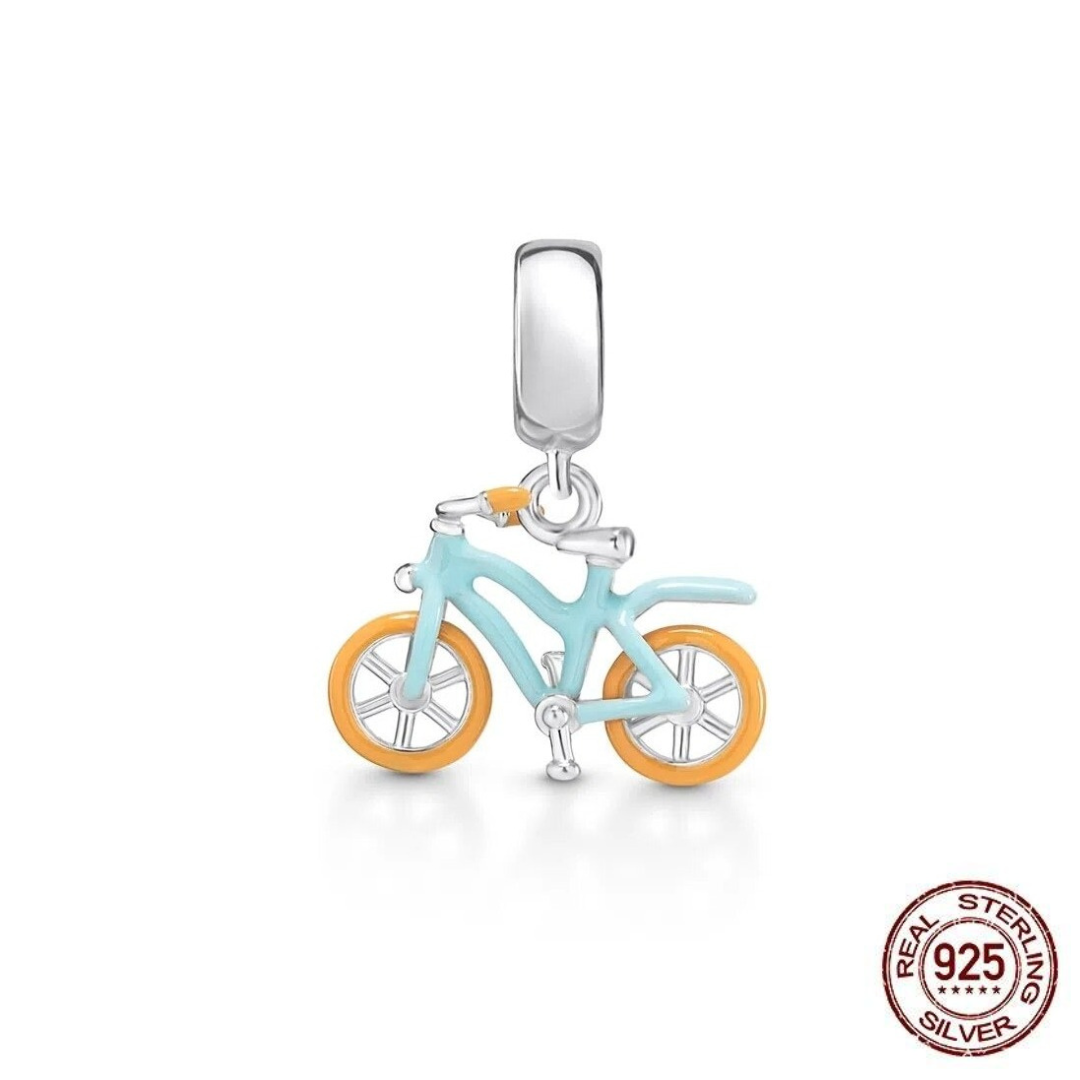 925 Sterling Silver Blue Bicycle Charm