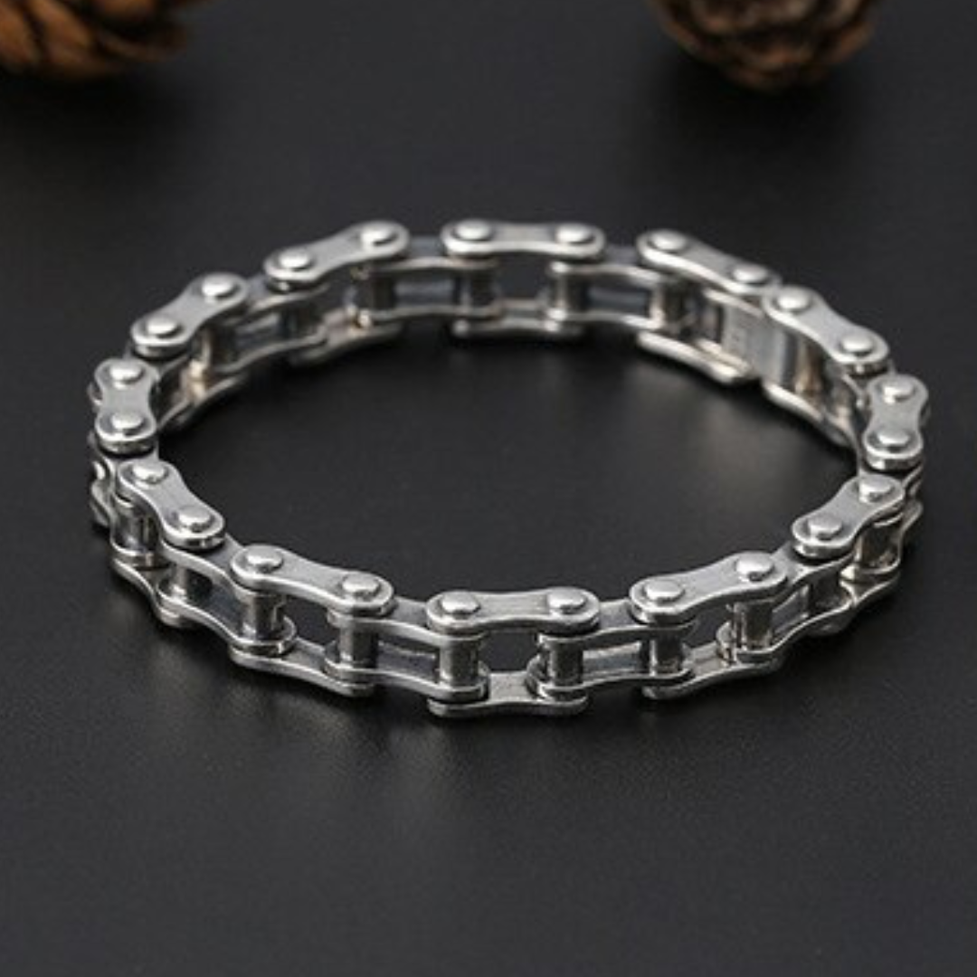 Silver Bike Chain Bracelet for Men