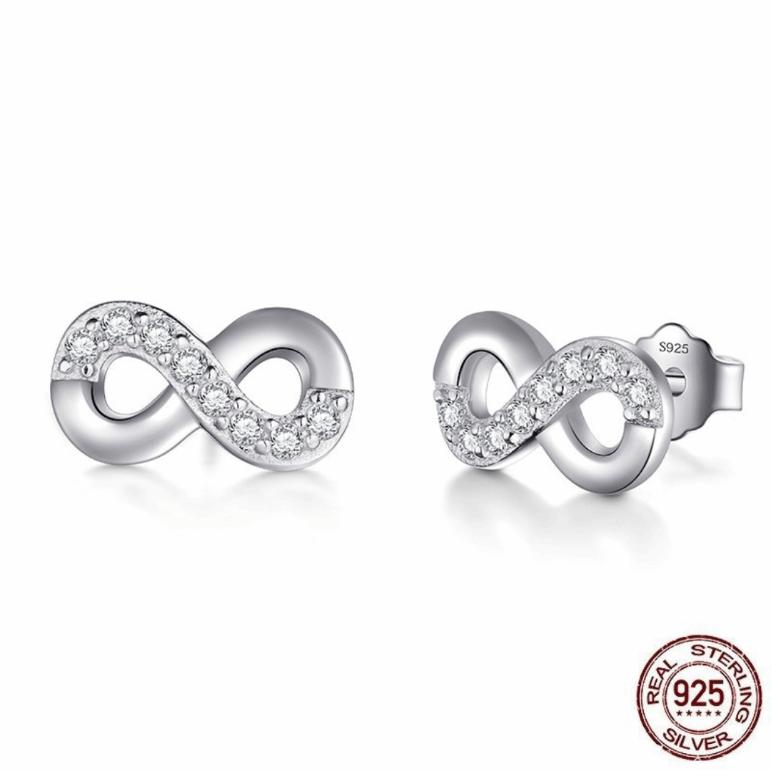 925 Sterling Silver Infinity Love Stud Earrings