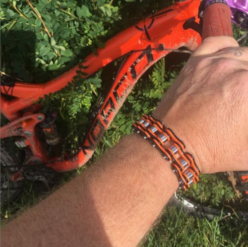 Cycolinks Punk Orange Mens Bike Chain Bracelet - Cycolinks