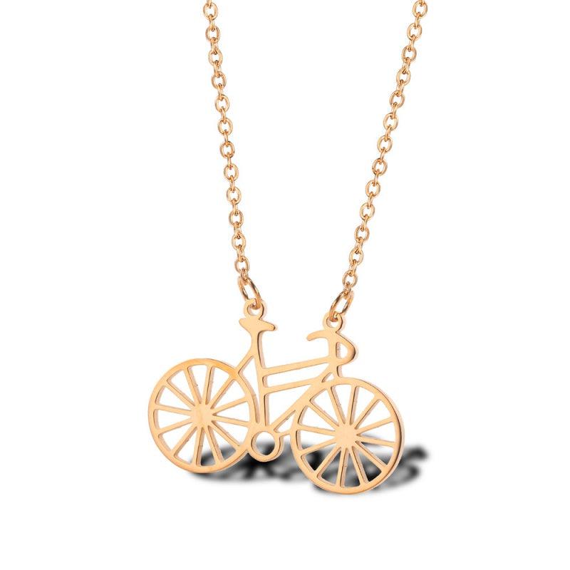Steel Bicycle Necklace in Rose Gold colour