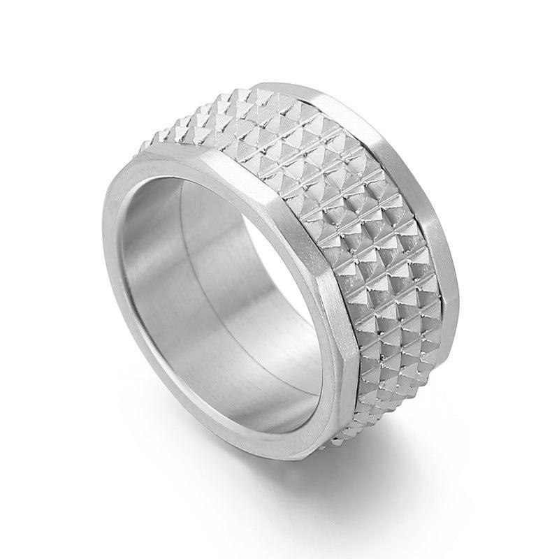 Studded Pyramid Ring in Silver colour