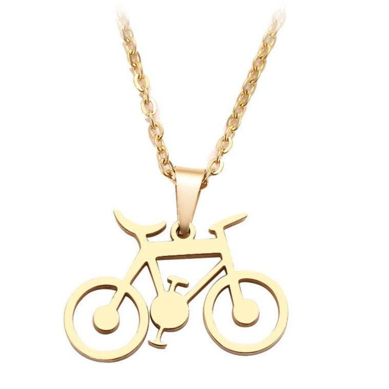 Cycling Rider Cord Necklace in Gold colour