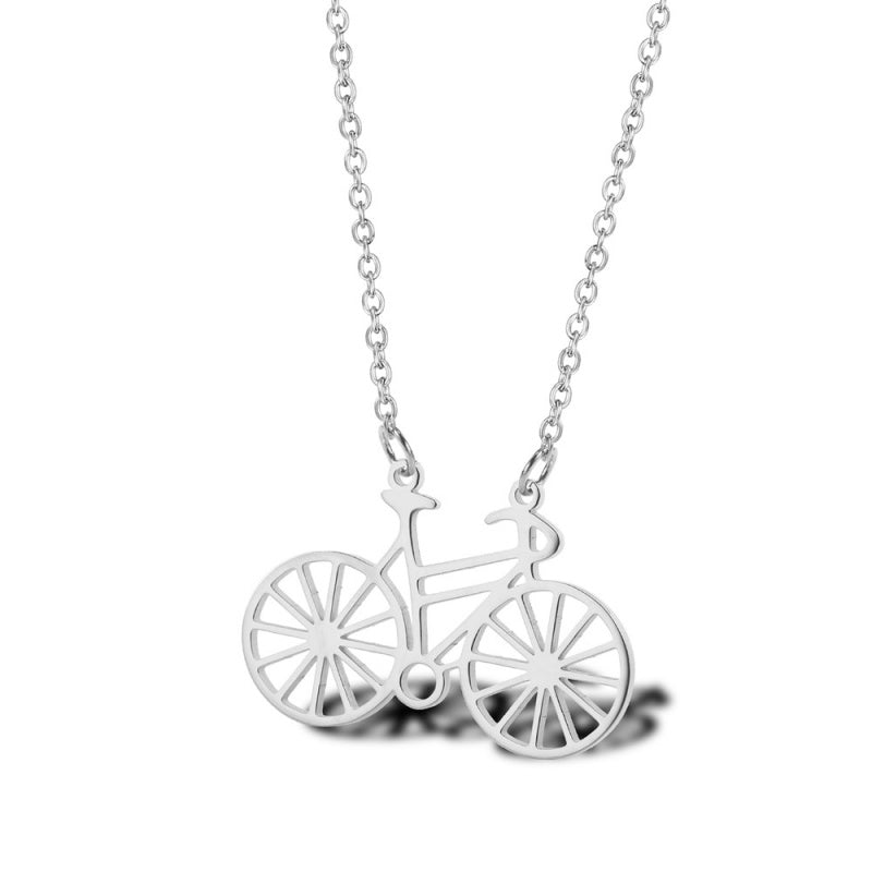 Steel Bicycle Necklace in Silver colour