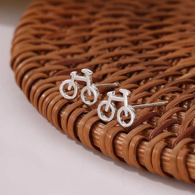 Cycolinks 925 Sterling Silver Bicycle Stud Earrings - Cycolinks