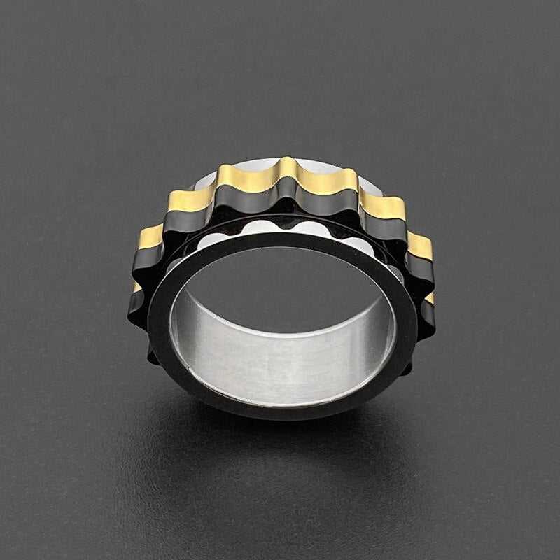 Cycolinks Titanium Steel Rotating Gear Ring Biker Gifts for Him