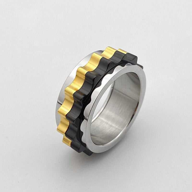 Cycolinks Titanium Steel Rotating Gear Ring Biker Gifts for Him