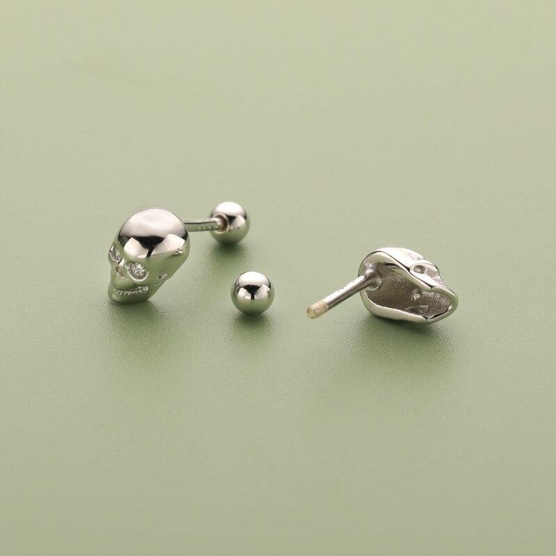 Cycolinks 925 Sterling Silver Skull Earrings - Cycolinks