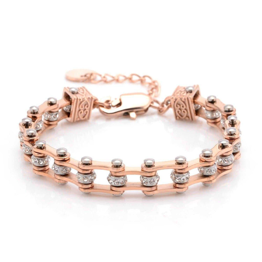 Cycolinks Womens Charm Rose Gold Crystal Bracelet - Cycolinks